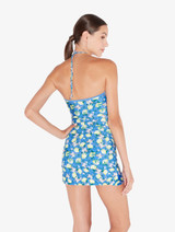 Robe courte imprimée bleue_2