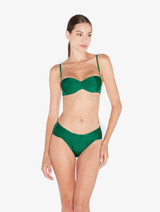 Bas de maillot de bain vert avec taille drapée_1