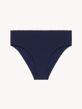 Bas de maillot de bain taille haute bleu marine avec motif monogrammé_0