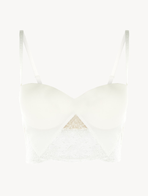 Brassière sans bretelles en Lycra® blanc avec dentelle de Chantilly_3