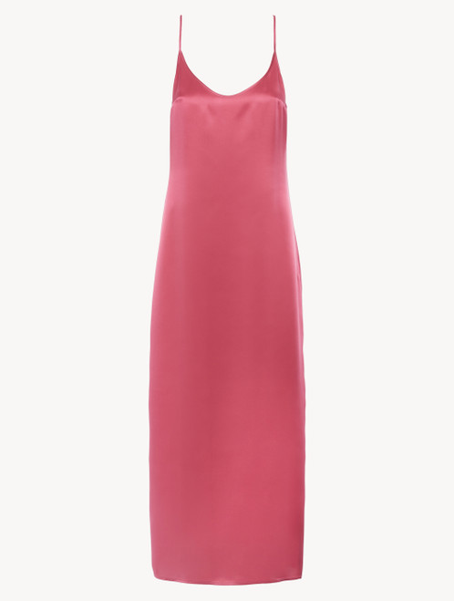 Slip dress longue en soie rose orchidée_2