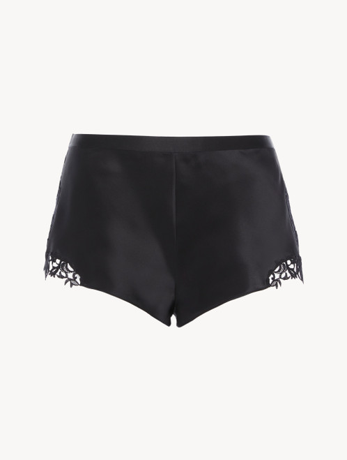 Culotte en soie noire avec frastaglio en macramé_1