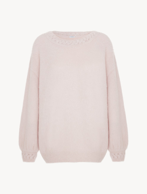 Pull en laine d'alpaga mélangée de couleur rose poudré_2