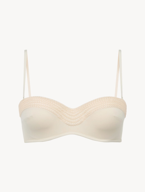 Soutien-gorge de bain bandeau champagne avec broderie perlée_2