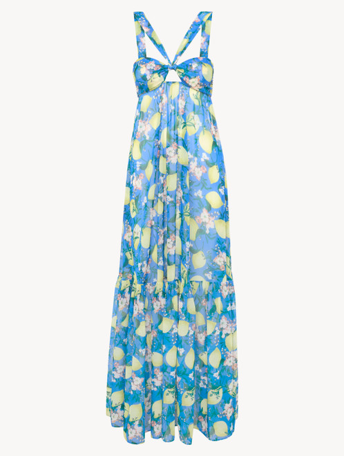 Robe maxi imprimée bleue_1
