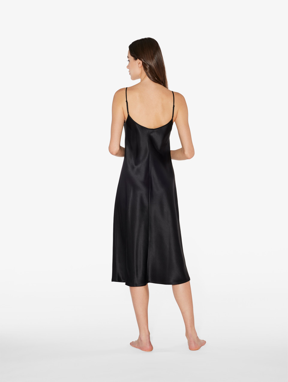 Chemise De Nuit TIBI En Soie Noire – Taille 10, Jabot, Manches Ouvertes, Neuve Avec étiquettes