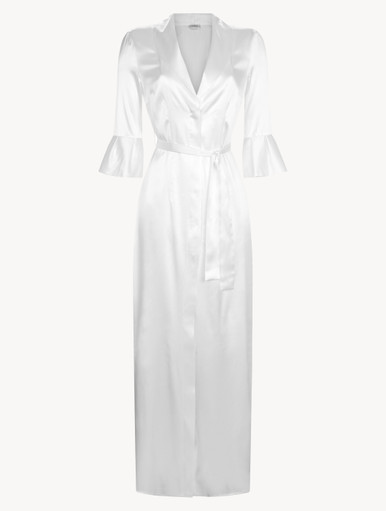 Robe longue « Giglio » en dentelle et soie Femme, Blanc | Milano