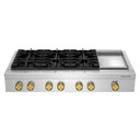 KitchenAid® 48-inch 6-Burner Gas Commercial-Style Rangetop with Griddle KCGK948TSS