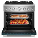 Kitchenaid® 36-Inch 6 Burner Commercial-Style Dual Fuel Range with No Preheat Air Fry Mode KFDS936SAG