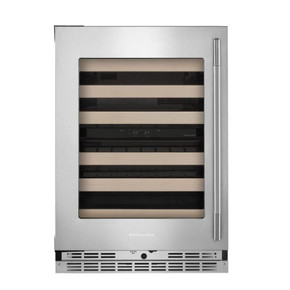 Kitchenaid® 24" Undercounter Wine Cellar with Full-Extension Wood-Front Racks KUWL524SPS
