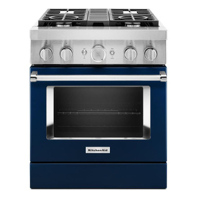 KitchenAid® 30'' Smart Commercial-Style Dual Fuel Range with 4 Burners KFDC500JIB