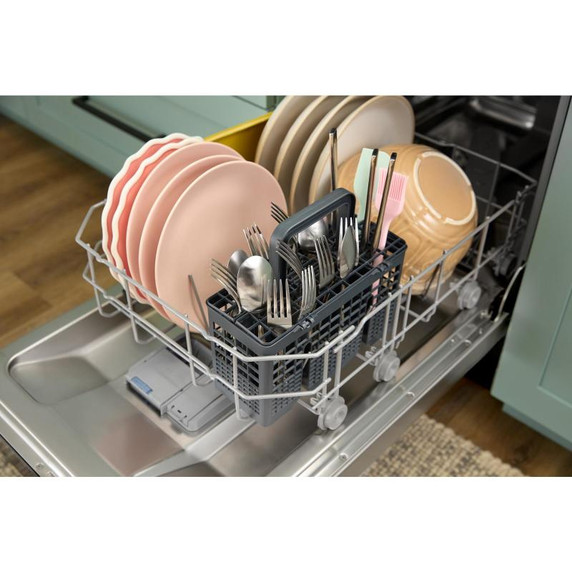Whirlpool® 18" Stainless Steel Dishwasher with Half Load Cycle and Triple Spray Arms - 48 dBA WDFS5118SS