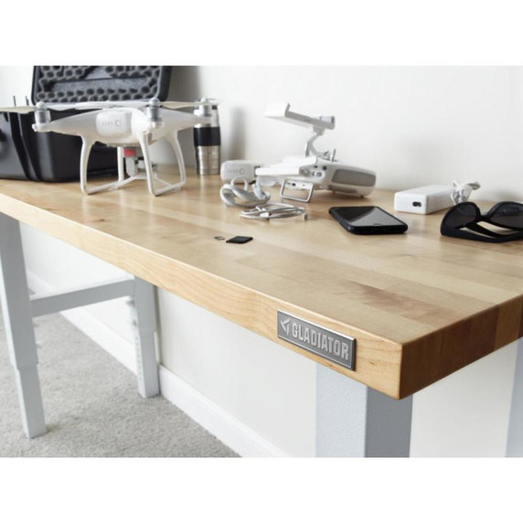 Gladiator® 6' (182.9 cm) Wide Adjustable Height Hardwood Workbench GAWB06HWGW