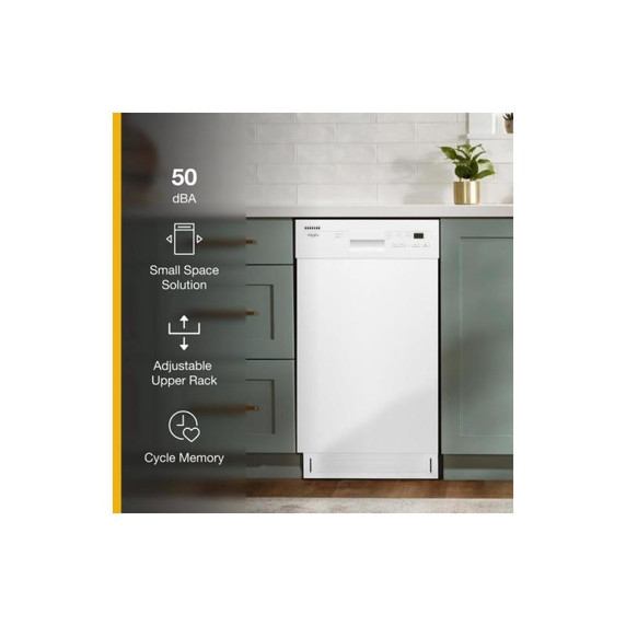 Whirlpool® Small-Space Compact Dishwasher with Stainless Steel Tub WDPS5118PW