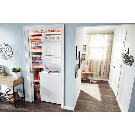 Whirlpool® 4.0 cu.ft I.E.C. Gas Stacked Laundry Center 9 Wash cycles and AutoDry™ WGT4027HW