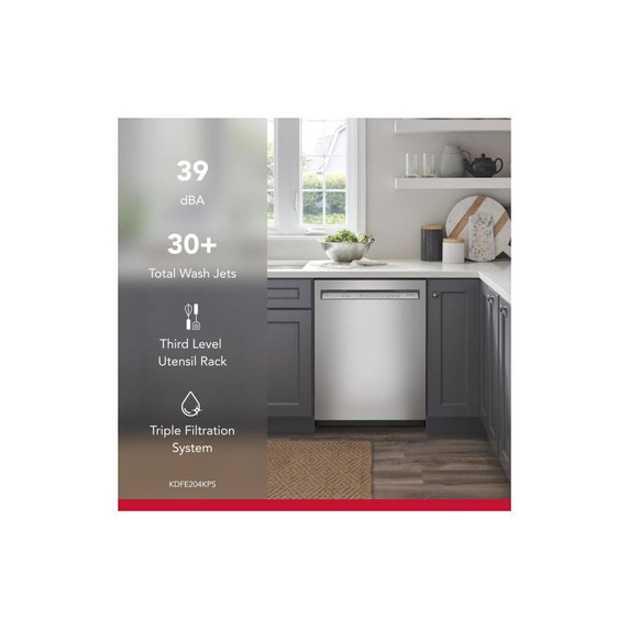 Kitchenaid® 39 dBA Dishwasher in PrintShield™ Finish with Third Level Utensil Rack KDFE204KPS Kitchenaid® 39 dBA Dishwasher in PrintShield™ Finish with Third Level Utensil Rack KDFE204KPS