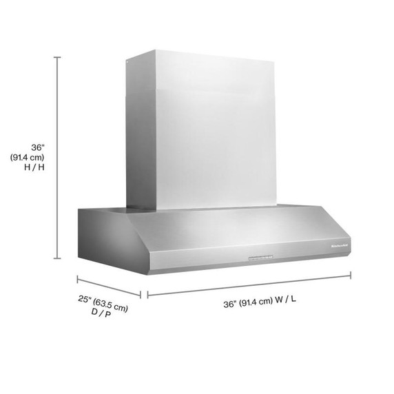 Kitchenaid® 36" 585 or 1170 CFM Motor Class Commercial-Style Wall-Mount Canopy Range Hood KVWC956KSS