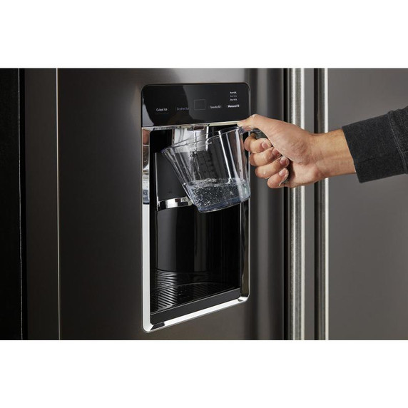 Kitchenaid® 23.8 cu. ft. 36" Counter-Depth French Door Platinum Interior Refrigerator with PrintShield™ Finish KRFC704FBS Kitchenaid® 23.8 cu. ft. 36" Counter-Depth French Door Platinum Interior Refrigerator with PrintShield™ Finish KRFC704FBS