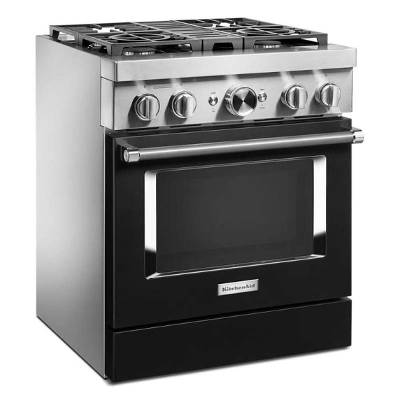 KitchenAid® 30'' Smart Commercial-Style Dual Fuel Range with 4 Burners KFDC500JBK