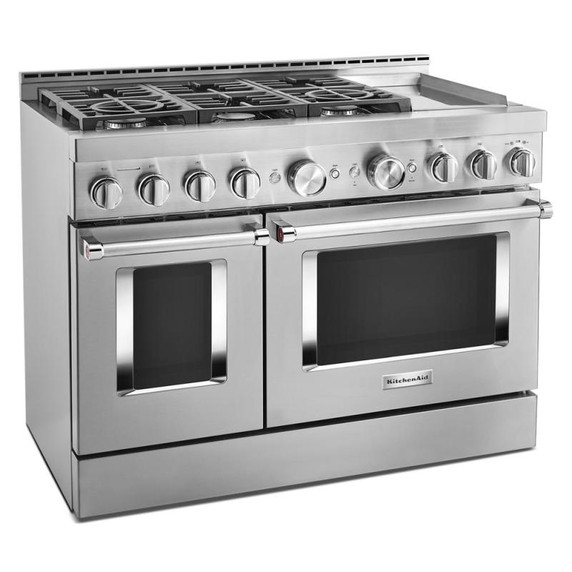 KitchenAid® 48'' Smart Commercial-Style Gas Range with Griddle KFGC558JSS