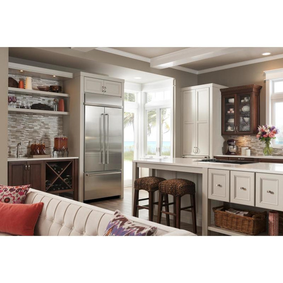 Kitchenaid® 20.8 Cu. Ft. 36" Width Built In Stainless Steel French Door Refrigerator with Platinum Interior Design KBFN506ESS Kitchenaid® 20.8 Cu. Ft. 36" Width Built In Stainless Steel French Door Refrigerator with Platinum Interior Design KBFN506ESS