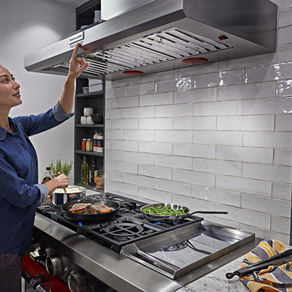 Kitchenaid® 48'' 585 or 1170 CFM Motor Class Commercial-Style Wall-Mount Canopy Range Hood KVWC958KSS