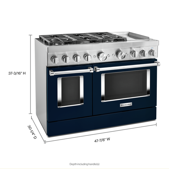 KitchenAid® 48'' Smart Commercial-Style Dual Fuel Range with Griddle KFDC558JIB