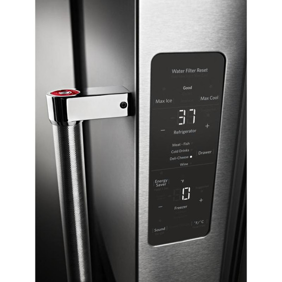 Kitchenaid® 23.8 cu. ft. 36" Counter-Depth French Door Platinum Interior Refrigerator with PrintShield™ Finish KRFC704FPS