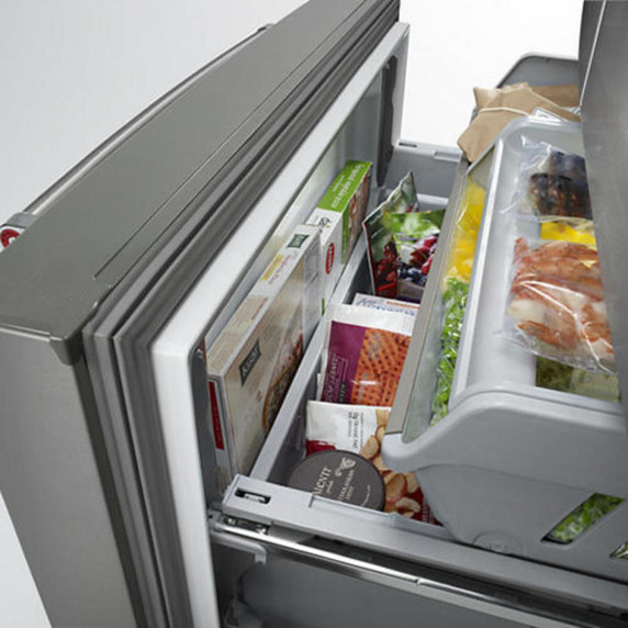 Kitchenaid® 23.8 cu. ft. 36" Counter-Depth French Door Platinum Interior Refrigerator with PrintShield™ Finish KRFC704FPS
