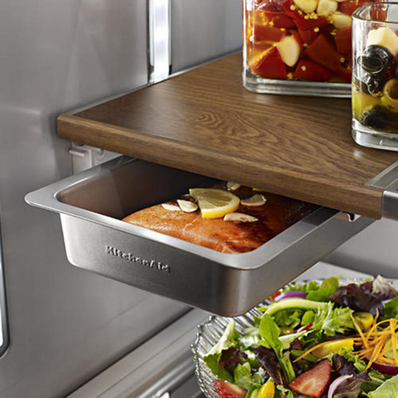 Kitchenaid® 23.8 cu. ft. 36" Counter-Depth French Door Platinum Interior Refrigerator with PrintShield™ Finish KRFC704FPS