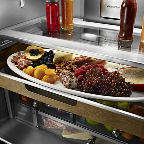 Kitchenaid® 23.8 cu. ft. 36" Counter-Depth French Door Platinum Interior Refrigerator with PrintShield™ Finish KRFC704FPS