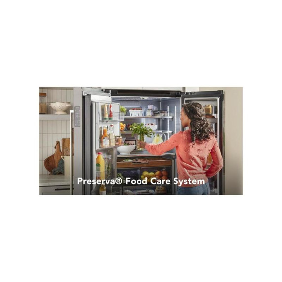 Kitchenaid® 23.8 cu. ft. 36" Counter-Depth French Door Platinum Interior Refrigerator with PrintShield™ Finish KRFC704FPS