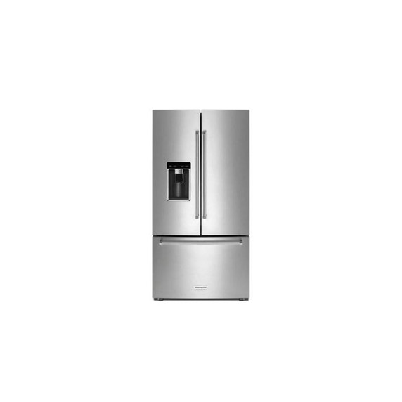 Kitchenaid® 23.8 cu. ft. 36" Counter-Depth French Door Platinum Interior Refrigerator with PrintShield™ Finish KRFC704FPS