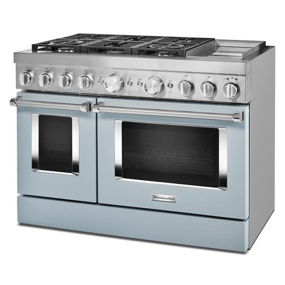 KitchenAid® 48'' Smart Commercial-Style Dual Fuel Range with Griddle KFDC558JMB