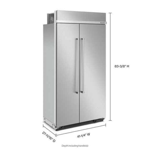 Kitchenaid® 25.5 Cu Ft. 42" Built-In Side-by-Side Refrigerator with PrintShield™ Finish KBSN702MPS Kitchenaid® 25.5 Cu Ft. 42" Built-In Side-by-Side Refrigerator with PrintShield™ Finish KBSN702MPS