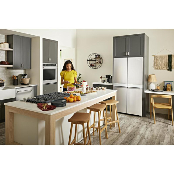 Kitchenaid® 19.4 cu. ft. 36-inch wide Counter-Depth 4-Door Refrigerator with PrintShield™ Finish KRQC506MPS