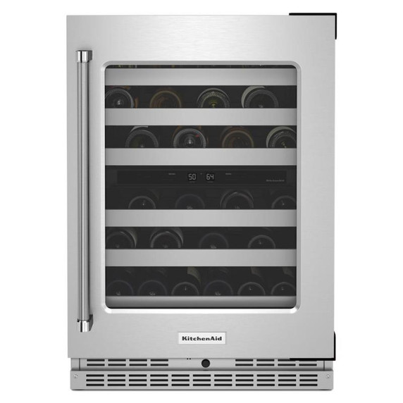 Kitchenaid® 24" Undercounter Wine Cellar with Glass Door and Metal-Front Racks KUWR314KSS Kitchenaid® 24" Undercounter Wine Cellar with Glass Door and Metal-Front Racks KUWR314KSS