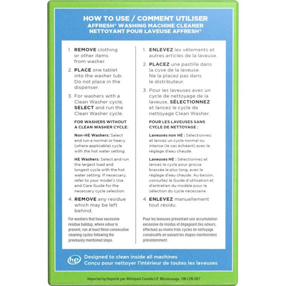 Affresh® affresh® Washing Machine Cleaner - 6 count W10501250B Affresh® affresh® Washing Machine Cleaner - 6 count W10501250B