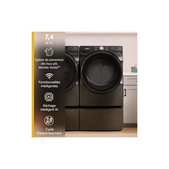 Whirlpool® 7.4 cu. ft. Smart Front Load ENERGY STAR® Electric Dryer with Wrinkle Shield™ Option YWED5720RU Whirlpool® 7.4 cu. ft. Smart Front Load ENERGY STAR® Electric Dryer with Wrinkle Shield™ Option YWED5720RU