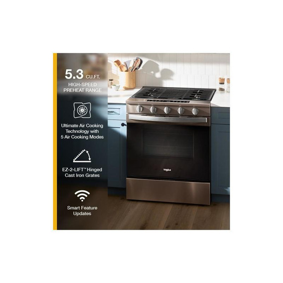 Whirlpool® 30-inch Smart Slide In Gas Range with Air Cooking Technology, No Preheat Air Fry, Steam/Self Clean and High Speed Preheat WSGS7530RV Whirlpool® 30-inch Smart Slide In Gas Range with Air Cooking Technology, No Preheat Air Fry, Steam/Self Clean and High Speed Preheat WSGS7530RV