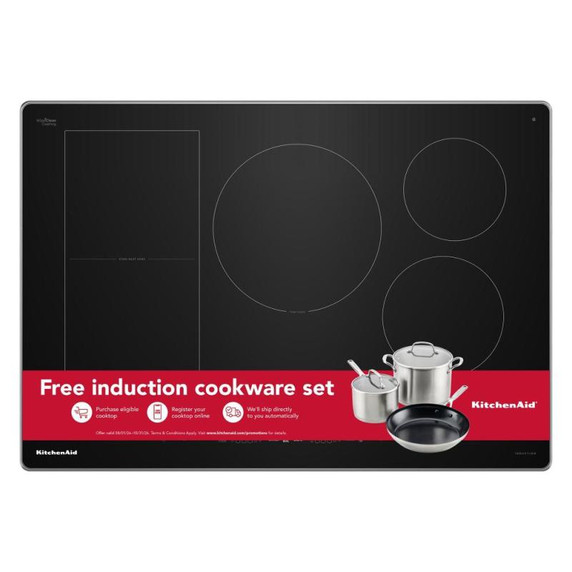 Kitchenaid® 30" Temp Cook™ Induction Cooktop with 5 Cooking Zones KCIT730SSS