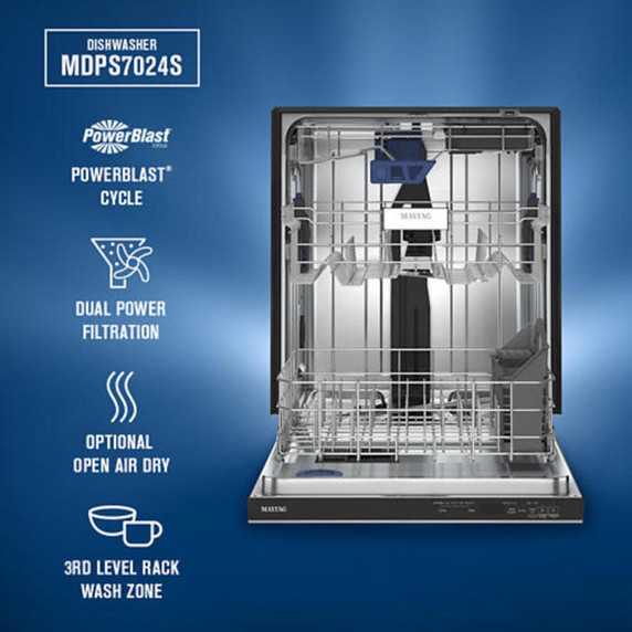 Maytag® 24" Top Control Dishwasher with PowerBlast® cycle and Power Dry MDPS7024SZ