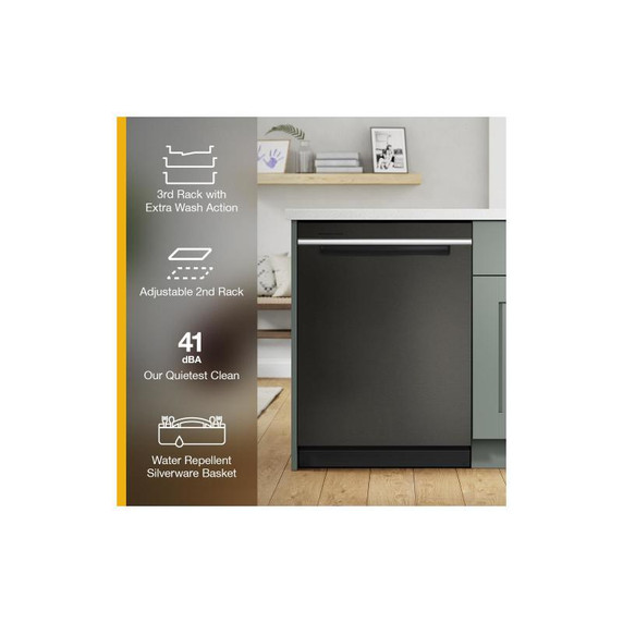 Whirlpool® Eco Series Quiet Dishwasher with a washing 3rd Rack &amp; Water Repellent Silverware Basket WDPS7024RV