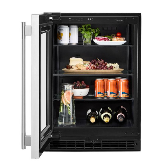 Kitchenaid® 24"" Undercounter Refrigerator with Glass Door KURL324SSB Kitchenaid® 24"" Undercounter Refrigerator with Glass Door KURL324SSB