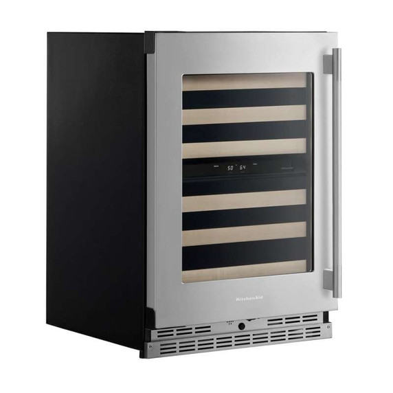 Kitchenaid® 24" Undercounter Wine Cellar with Full-Extension Wood-Front Racks KUWL524SPS