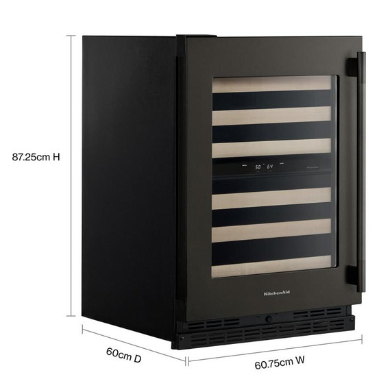 Kitchenaid® 24" Undercounter Wine Cellar with Full-Extension Wood-Front Racks KUWL524SBE