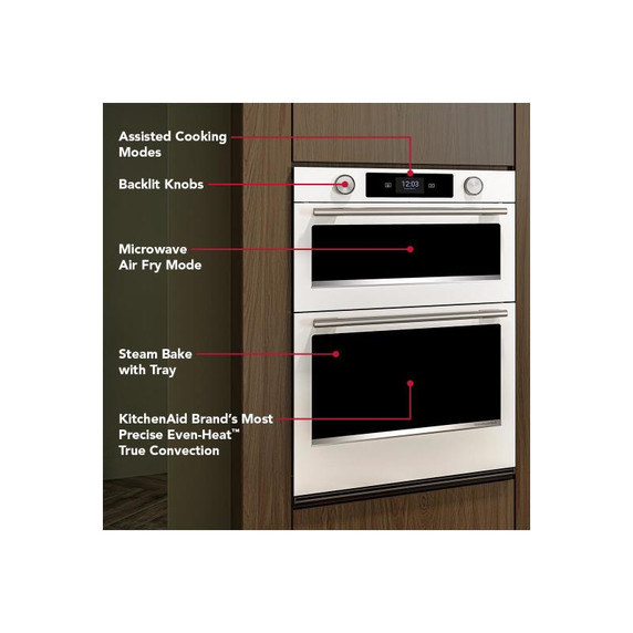 Kitchenaid® 30-inch Smart Electric Combo Wall Oven with Assisted Cooking Modes - White KOEC730SWH