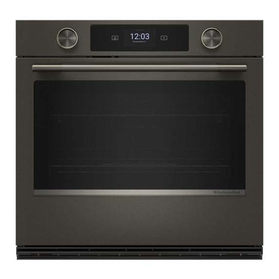 Kitchenaid® 30-inch Smart Electric Single Wall Oven with Assisted Cooking Modes - Black Ore KOES730SBE