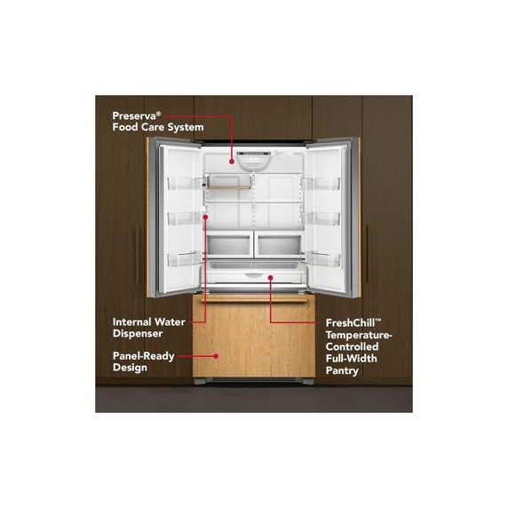 Kitchenaid® 22 Cu. Ft. 36-Inch Panel-Ready Counter-Depth French Door Refrigerator with Internal Water Dispenser KRFC136TPA
