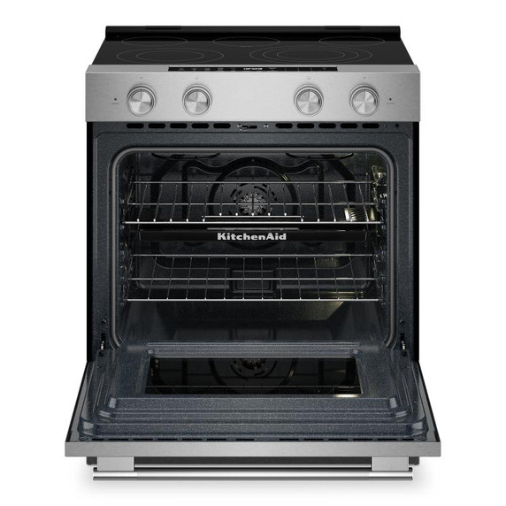 Kitchenaid® 5.3 Cu. Ft. Smart Slide-in Electric Range with Convection Cooking Modes and Steam Bake Mode YKSES430SPS